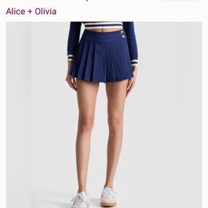 Alice + Olivia Noah Blue Pleated Mini Skirt